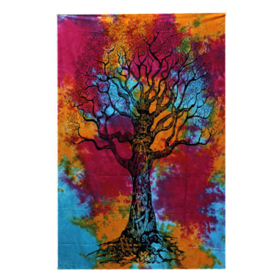 Single Cotton Bedspread Wall Hanging - Winter Tree