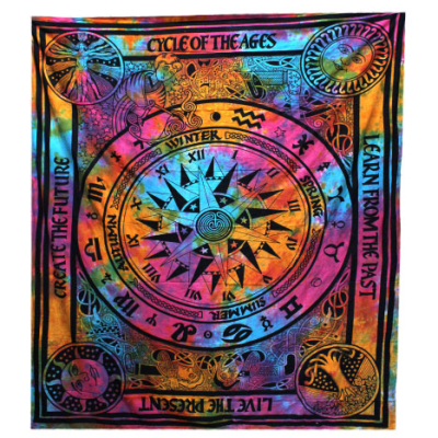 Double Cotton Bedspread Wall Hanging - Circle of Ages