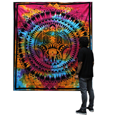 Double Cotton Bedspread Wall Hanging - Hamsa