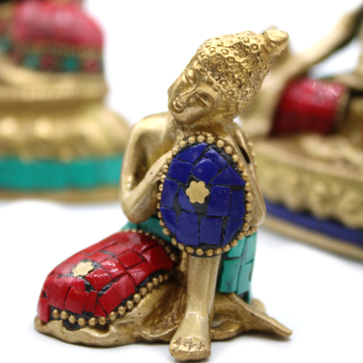Brass Buddha Figure - Thinking - 6. 5 cm