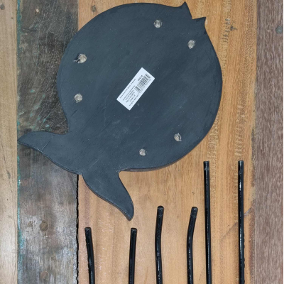 Albasia Wood Plant Stand - Turquoise and gold detail