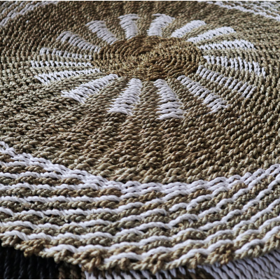 Round Seagrass White and Tan - Inner Sun - 1m