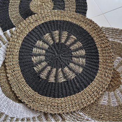Round Seagrass Black and Tan - Inner Sun - 1m