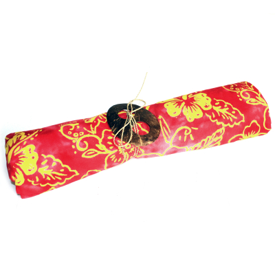 Bali Block Print Sarong - Tropical - Red and Yellow