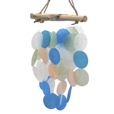 Blue and Pearl Driftwood Cross Chime