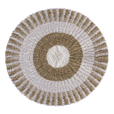 Round Seagrass White and Tan - Sun - 1m