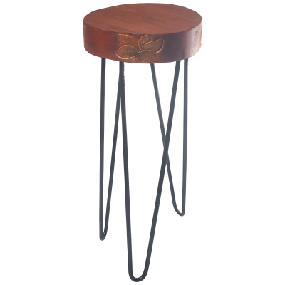 Albasia Wood Plant Stand - Terracotta and black detail