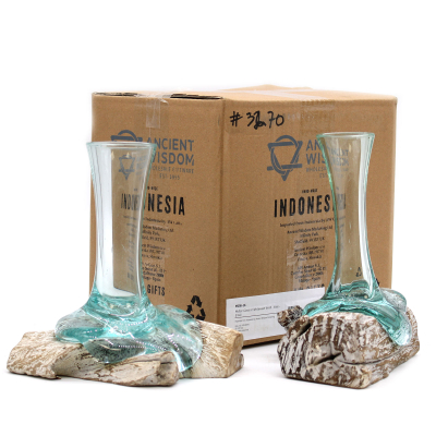 Melted Glass on Whitewash Wood - Vase - Small