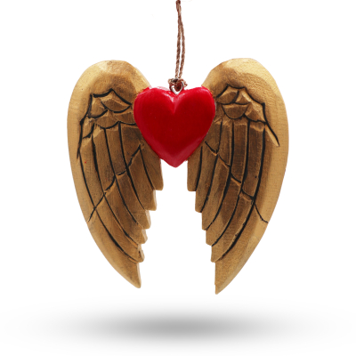Gold Xmas Angel Wing and Heart - black detail