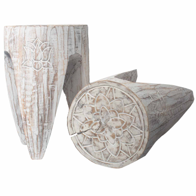 Interlocking Table Stool set of 2 - Lrg Whitewash