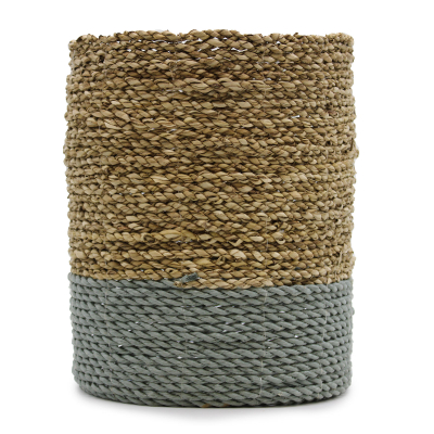 Seagrass and Abu-Abu Raffia Set - 2 Vase and 2 Bins