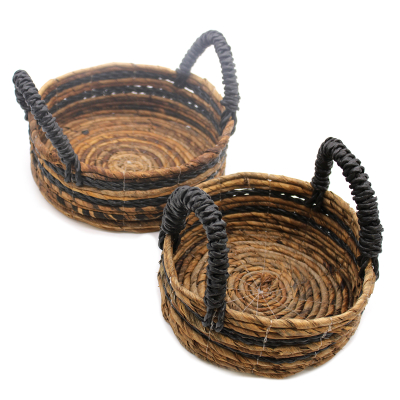 Banana Leaf and Hitam Raffia Basket- Set of 2