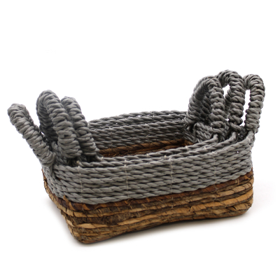 Banana Leaf and Abu-Abu Raffia Square Basket- Set of 3