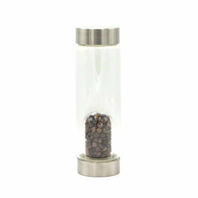 Crystal Infused Glass Water Bottle - Determined Tiger s Eye - Chips
