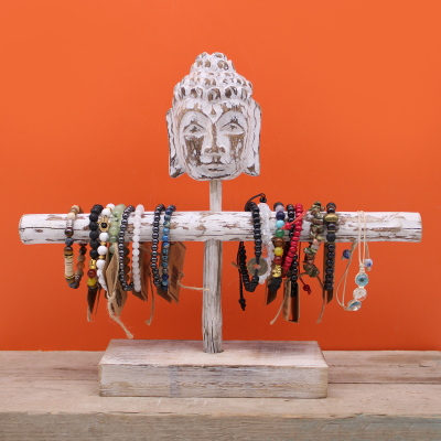 Single Branch and Buddha Stand - Whitewash
