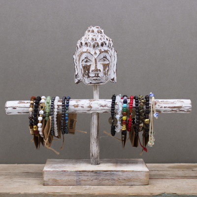 Single Branch and Buddha Stand - Whitewash