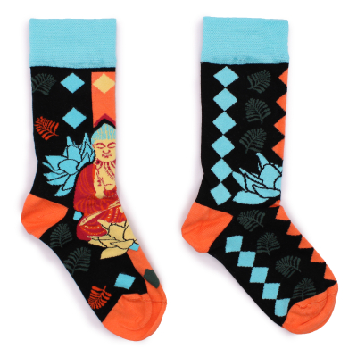 Hop Hare Bamboo Socks M L - Blue Buddha and Lotus 