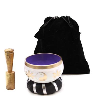 Yin and Yang Singing Bowl Set- White Purple 10.7cm