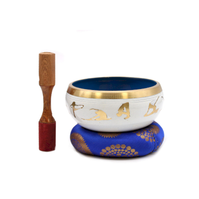 Lrg Yoga Moves Singing Bowl Set- White Blue 14cm