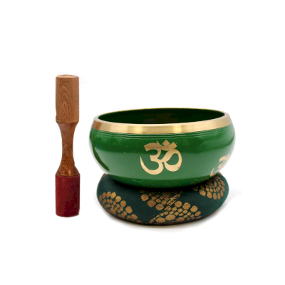 Lrg Tree of Life Singing Bowl Set- Green 14cm