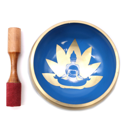 Lrg Yoga Moves Singing Bowl Set- White Blue 14cm