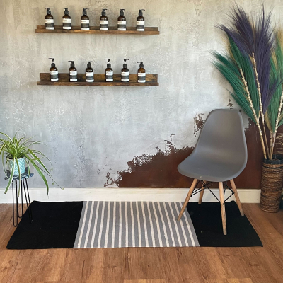 Indian Cotton Rug - 70x170cm - Black Grey