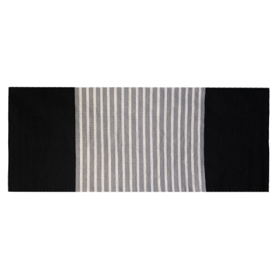 Indian Cotton Rug - 70x170cm - Black Grey
