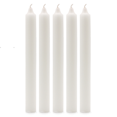 Solid Colour Dinner Candles - Rustic White - Pack of 5