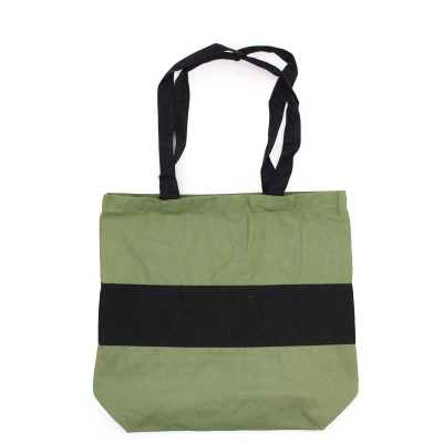 Two Tone Cotton Bag - 38x42x12cm - Green and Black - 10oz