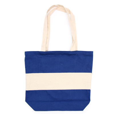 Two Tone Cotton Bag - 38x42x12cm - Blue and Natural - 10oz