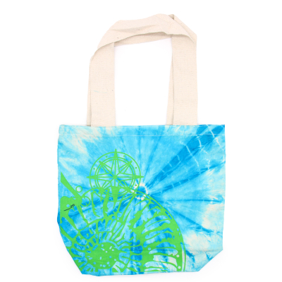 Tye-Dye Cotton Bag (6oz) - 38x42x12cm - Sea Shell - Blue Green - Green Handle