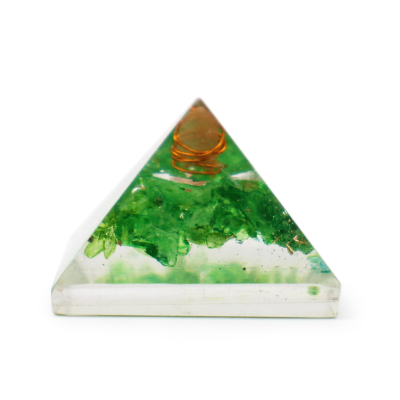 Sm Orgonite Pyramid 25mm Gem chips and Copper