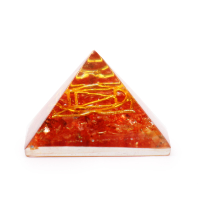 Sm Orgonite Pyramid 25mm Gem chips and Copper
