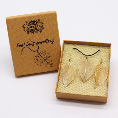 Necklace and Earring Set - Bravery Leaf - Gold