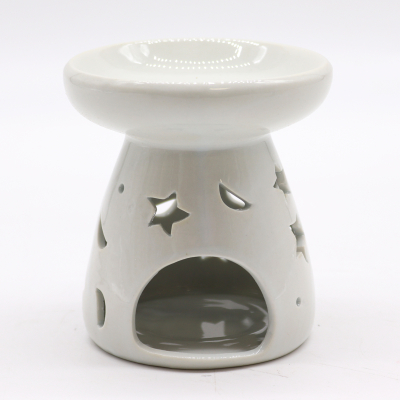 Lrg Classic White Oil Burner - Moon and Star