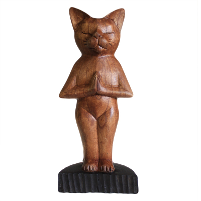 Hand carved Yoga Cats - Standing