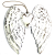 Hand Crafted Double Angel Wing and Heart - 24cm