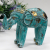 Wood Carved Elephant - Turquois Gold